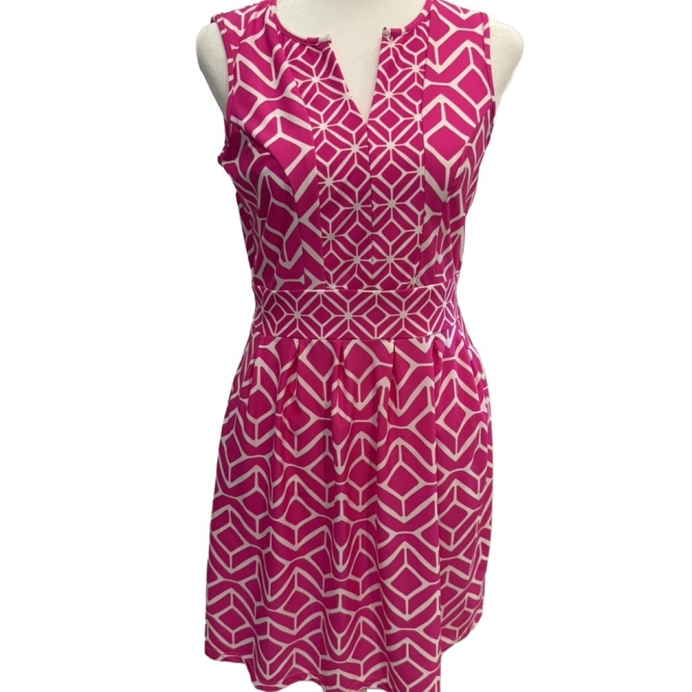 Jude Connally Fuchsia and White Patterned Mini Dress. XS